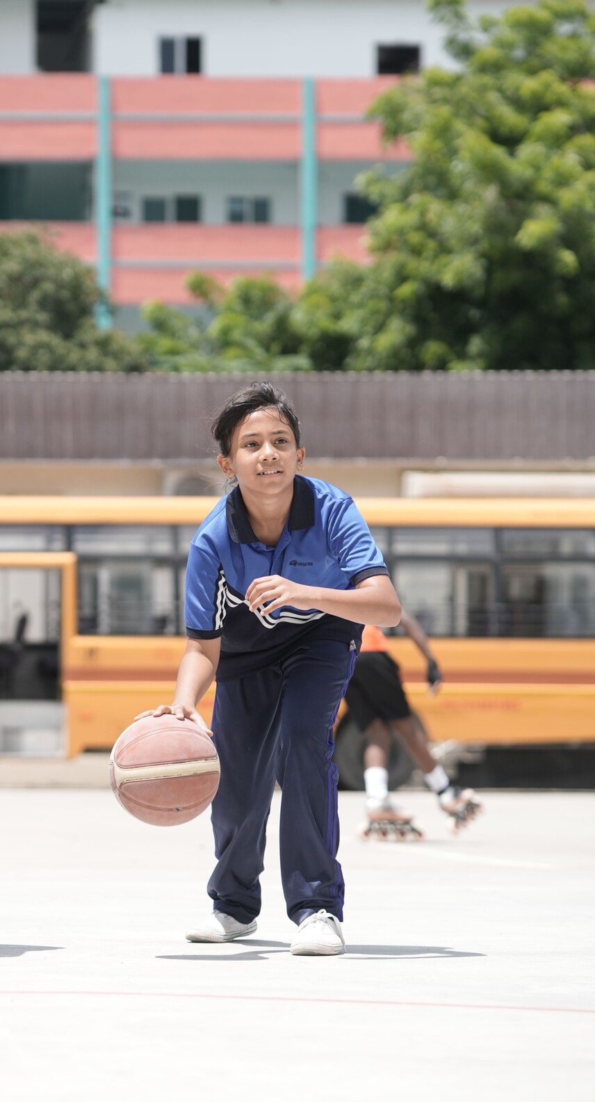 Students playing sports on campus